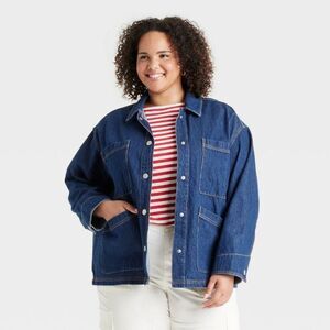 Open Box - Universal Thread - Women's Denim Chore Coat - Universal Th Dark Wash